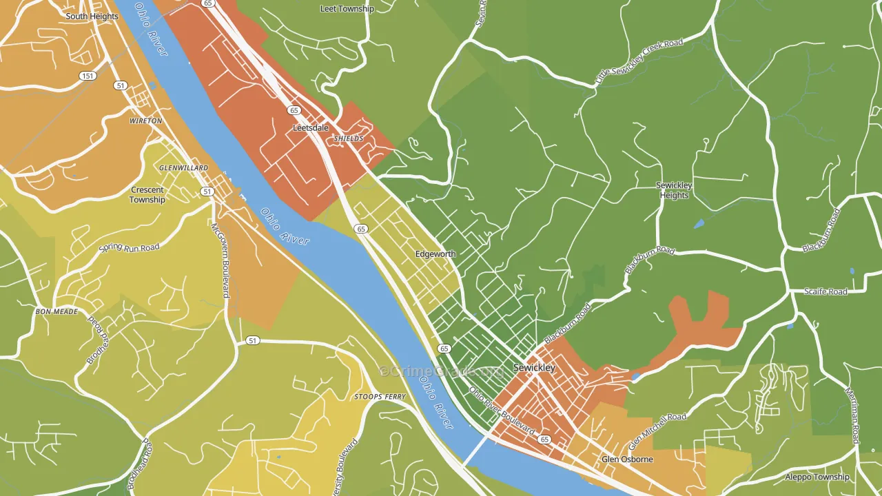 Edgeworth, PA Map of Vandalism Rates