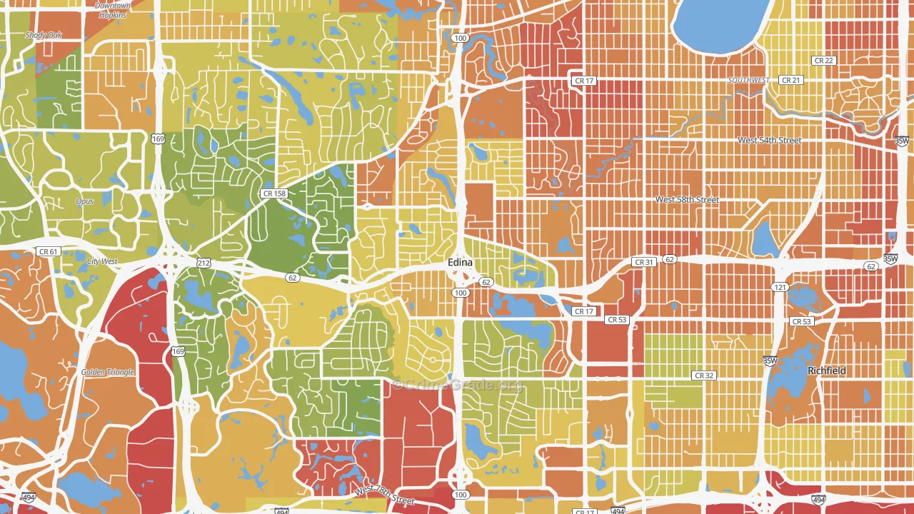 Edina, MN Map of Vandalism Rates