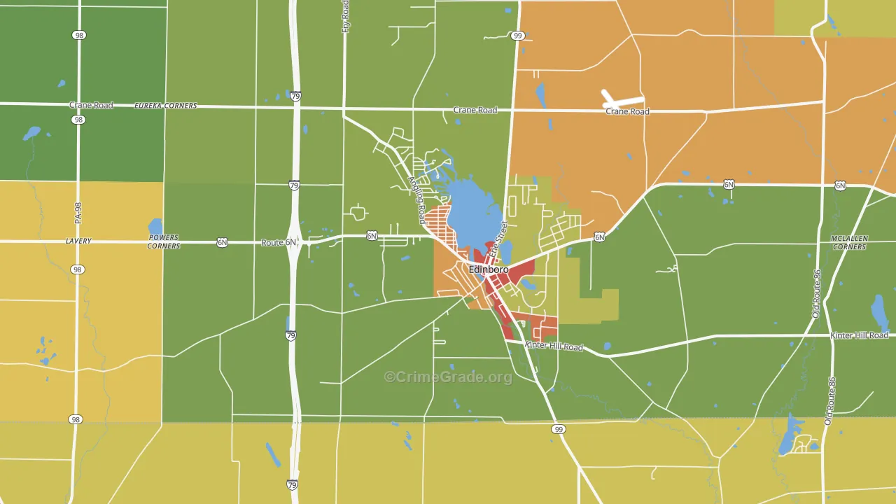 Edinboro, PA Map of Vandalism Rates
