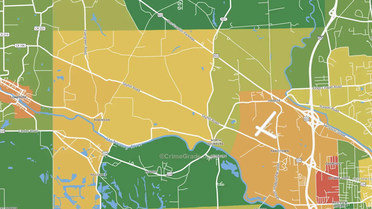 Edinburg, PA Map of Vandalism Rates