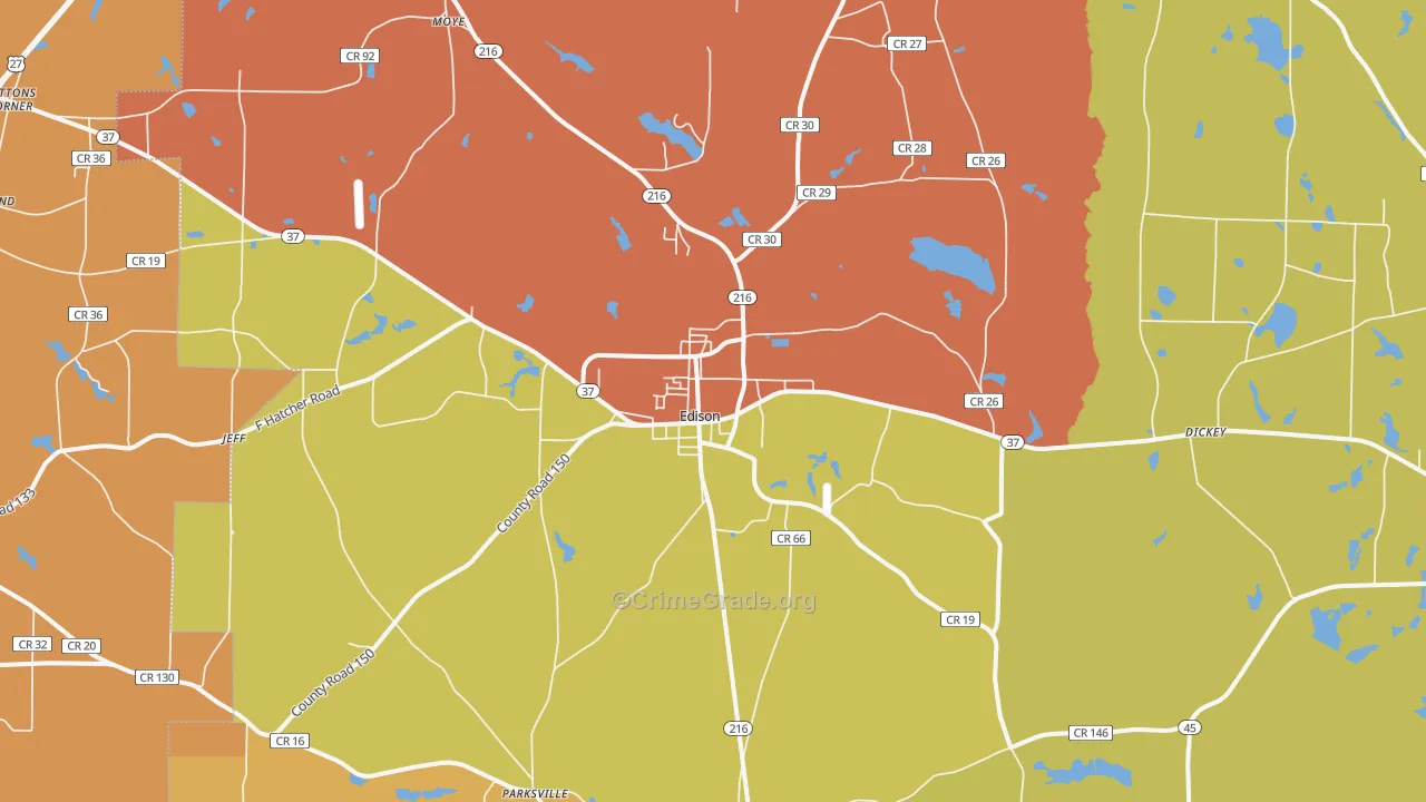 Edison, GA Map of Vandalism Rates