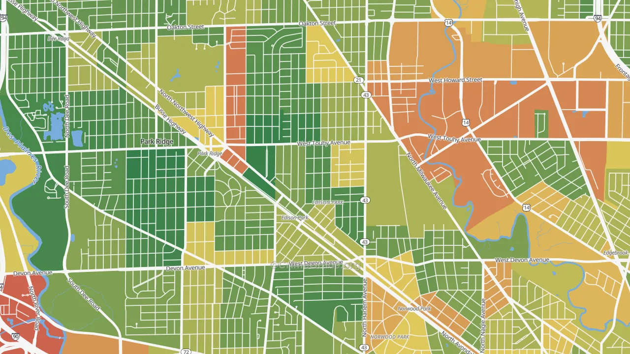Edison Park, Chicago, IL Map of Vandalism Rates