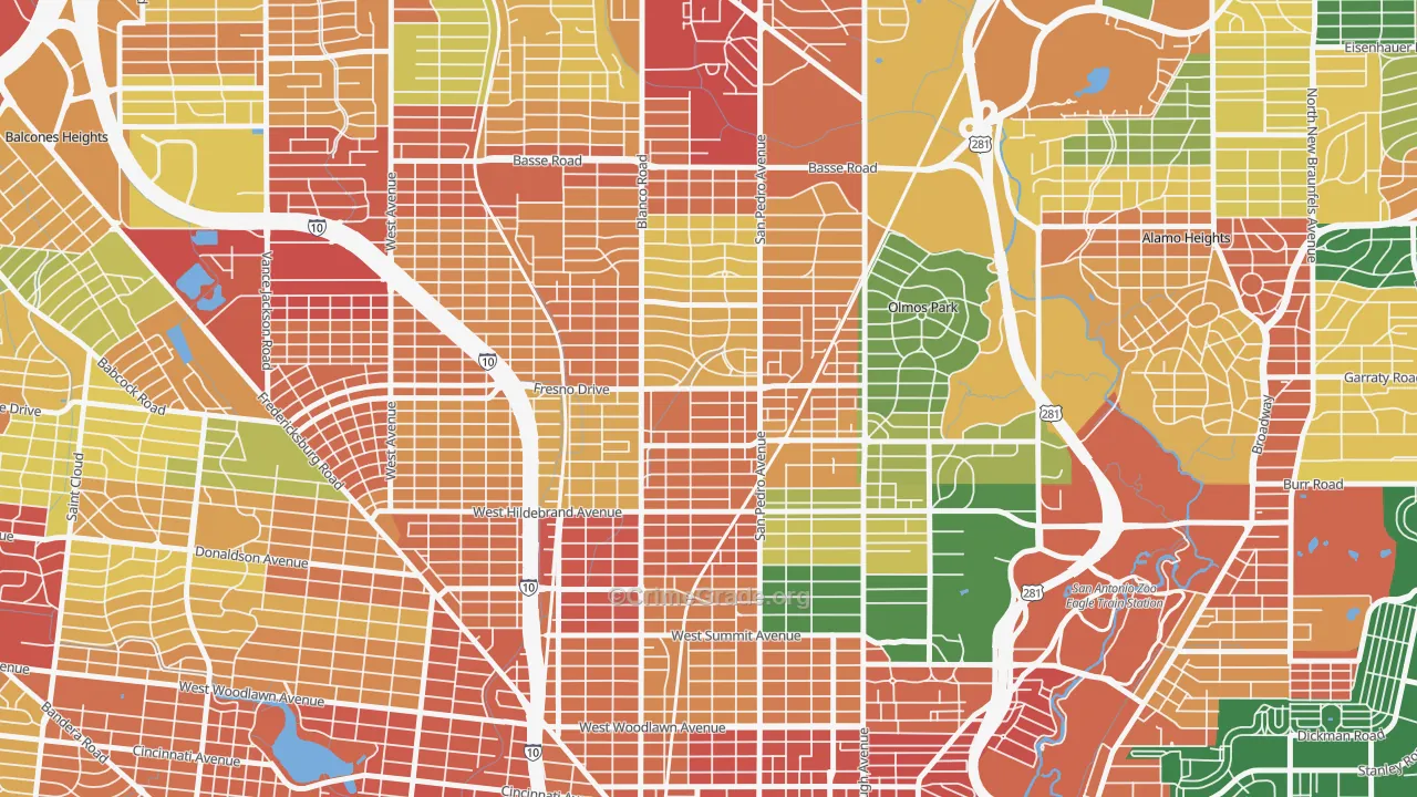 Edison, San Antonio, TX Map of Vandalism Rates