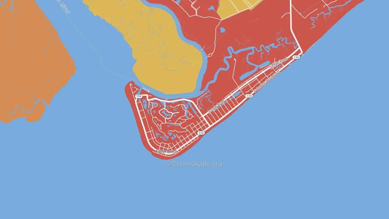 Edisto Beach, SC Map of Vandalism Rates