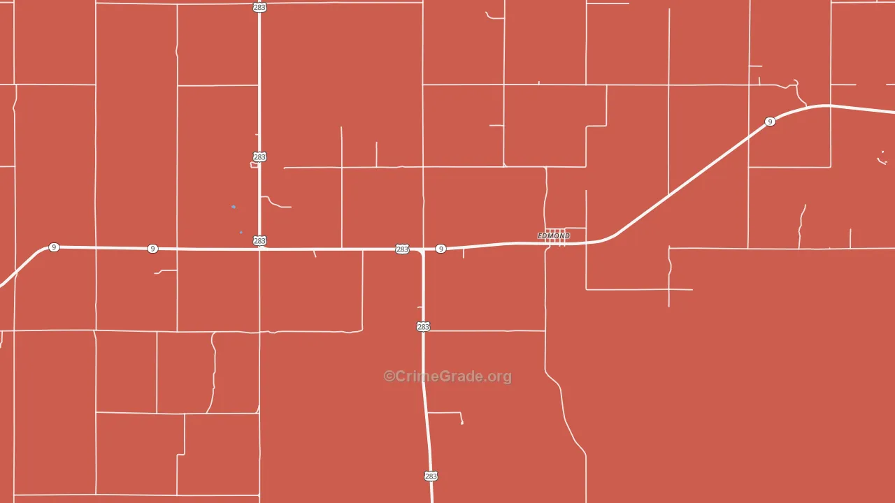 Edmond, KS Map of Vandalism Rates