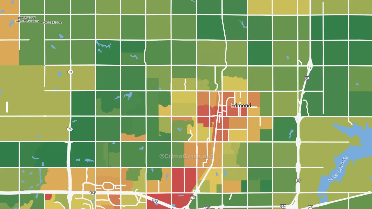 Edmond, OK Map of Vandalism Rates