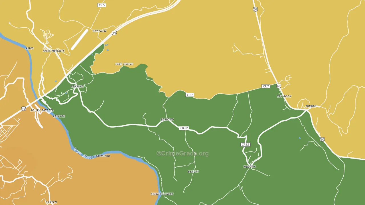 Edmond, WV Map of Vandalism Rates