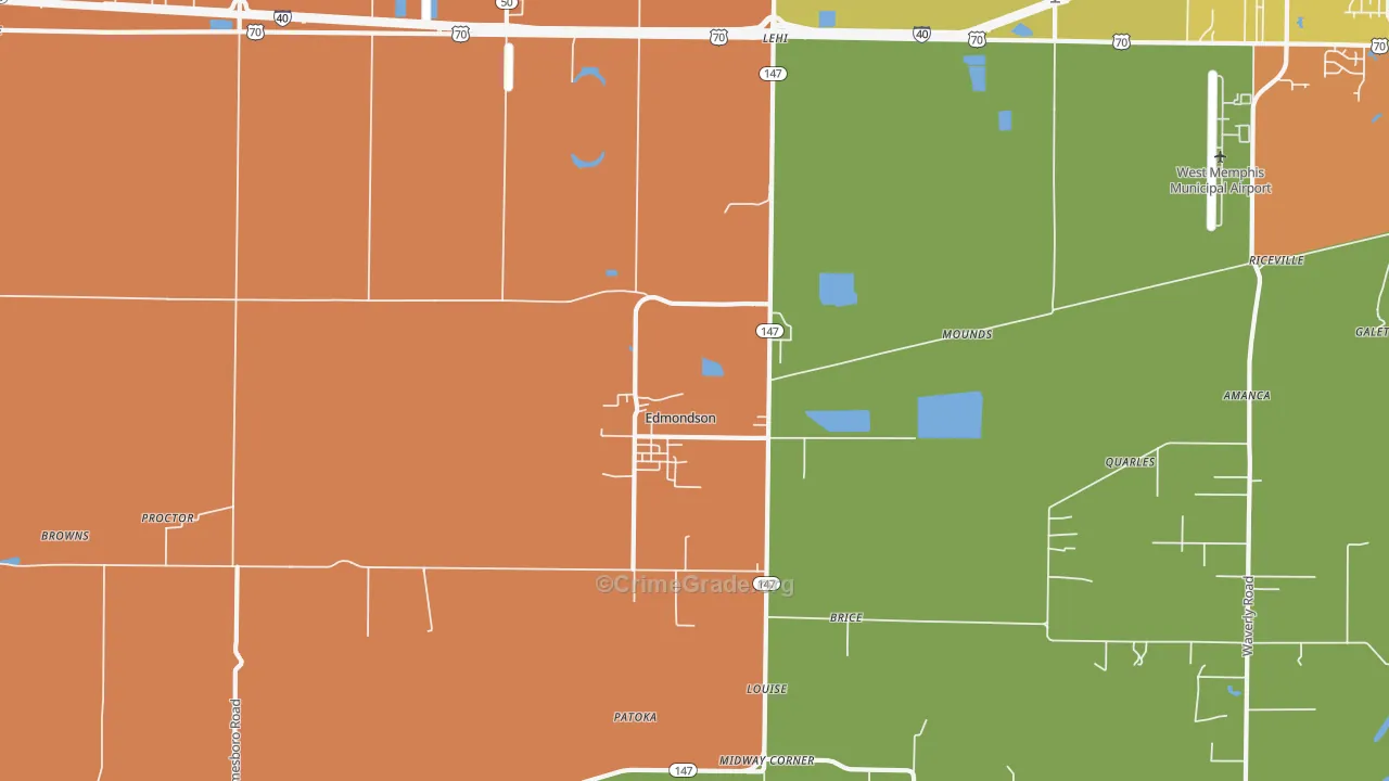Edmondson, AR Map of Vandalism Rates