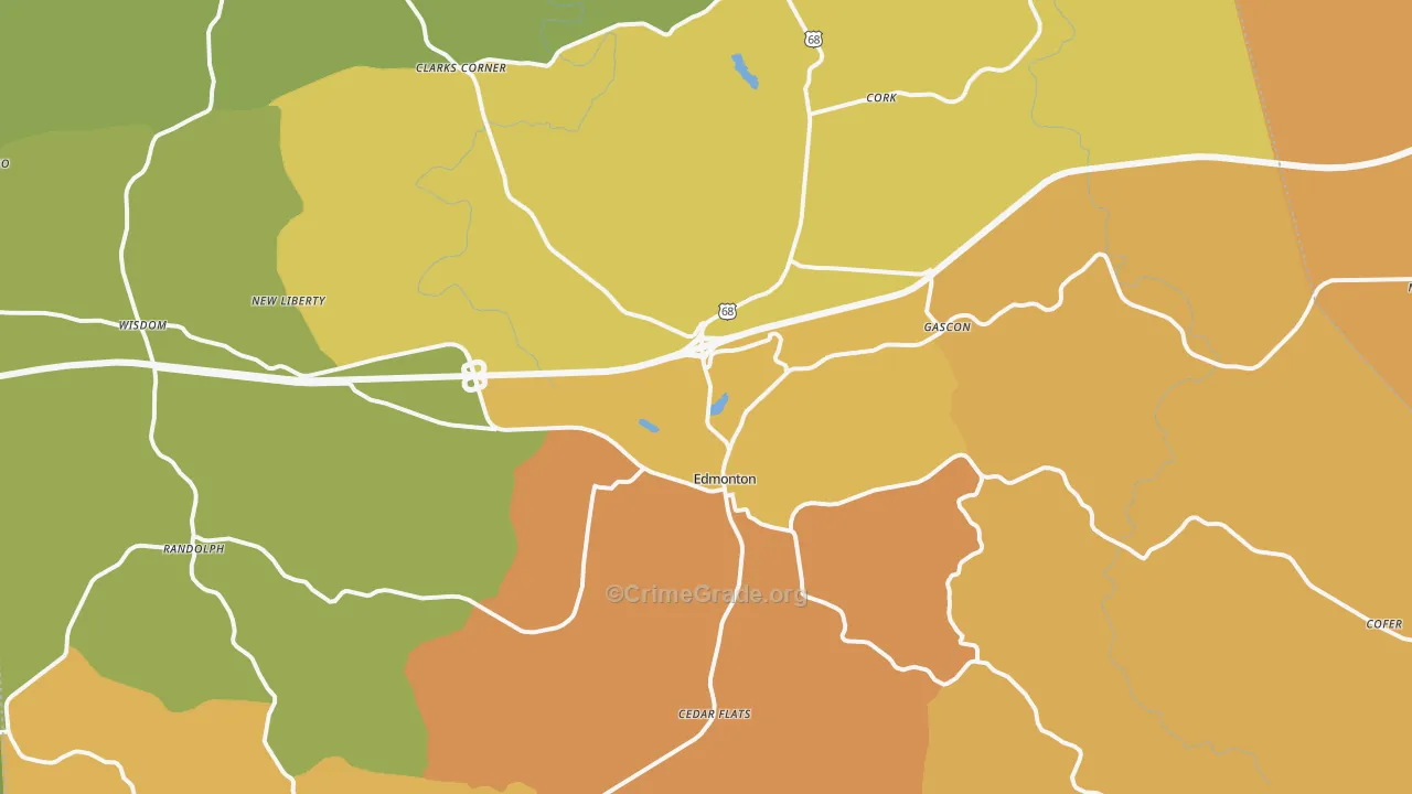 Edmonton, KY Map of Vandalism Rates