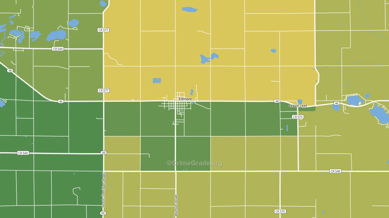 Edmore, MI Map of Vandalism Rates