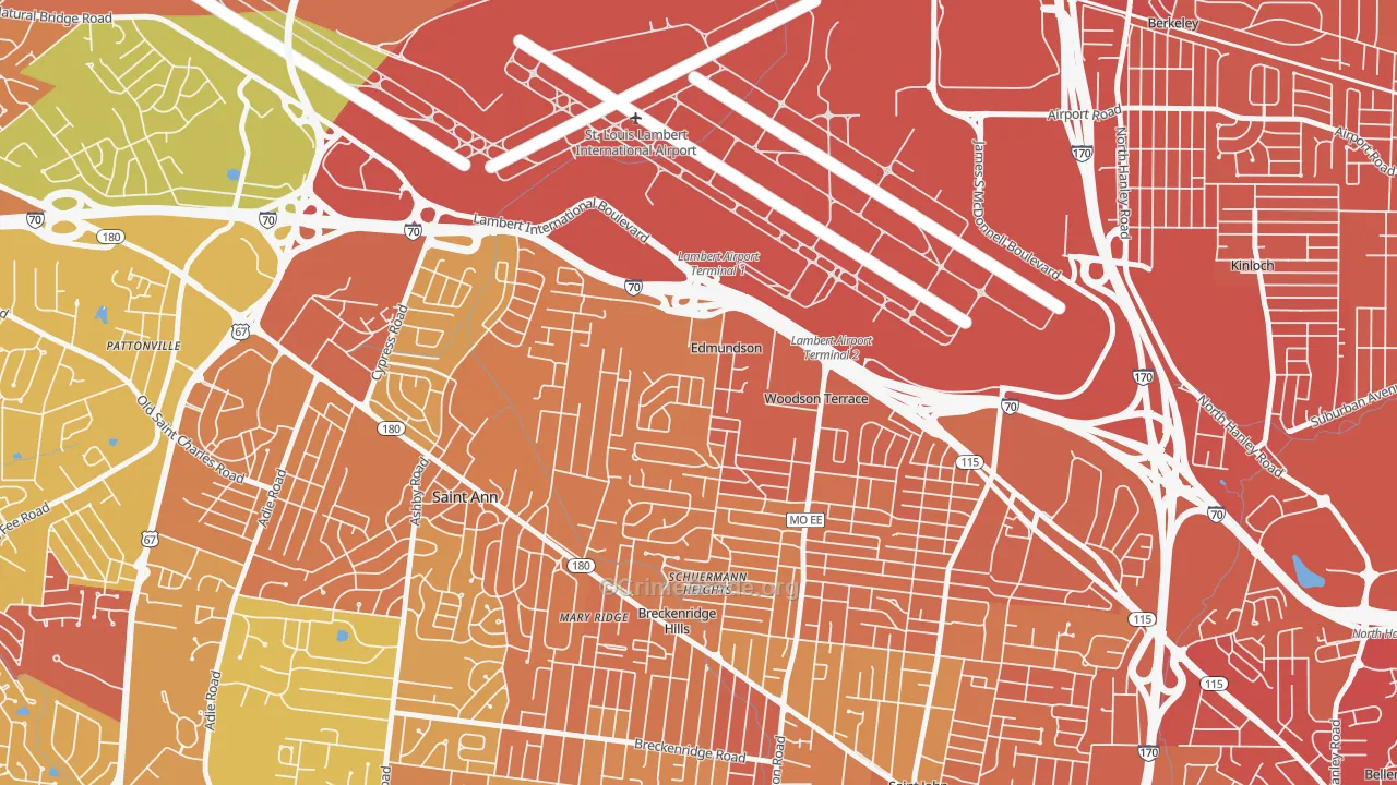 Edmundson, MO Map of Vandalism Rates