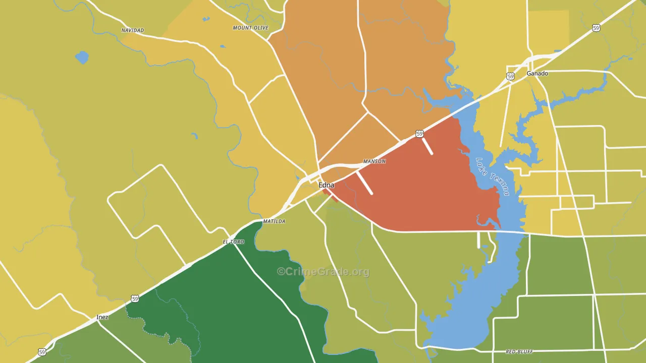 Edna, TX Map of Vandalism Rates
