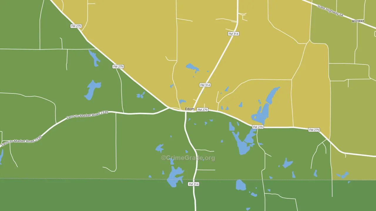 Edom, TX Map of Vandalism Rates
