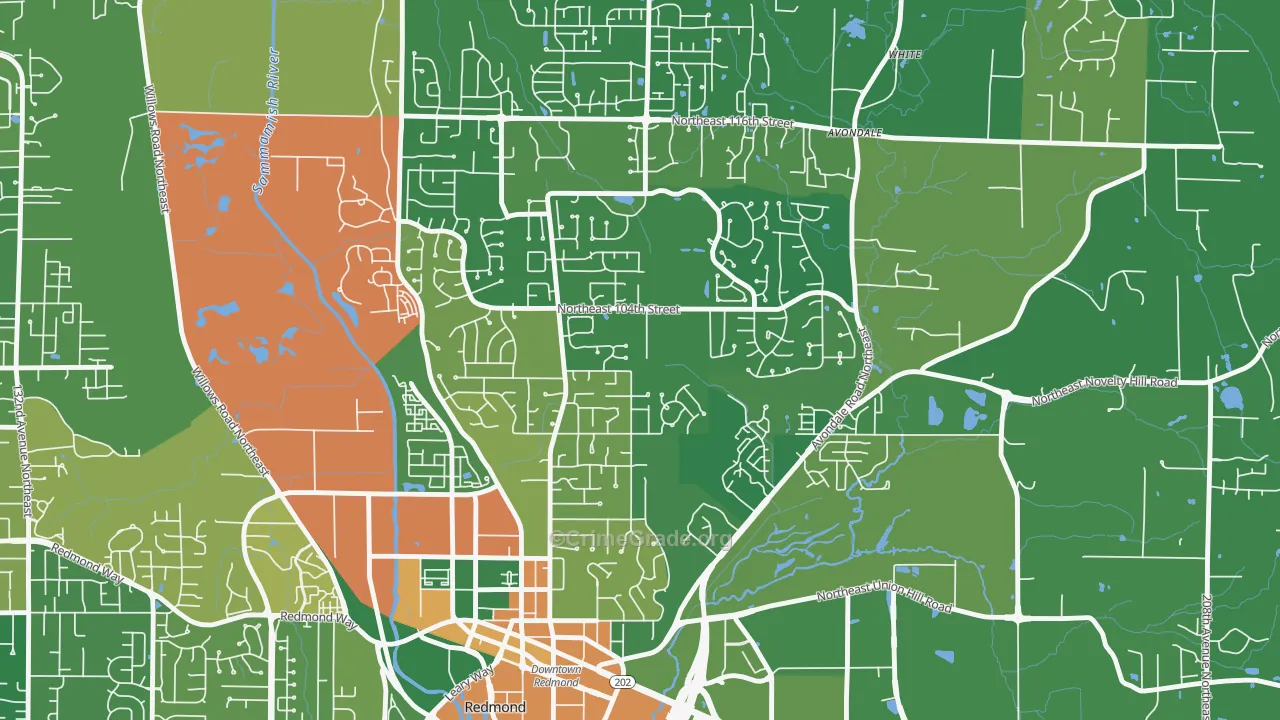 Education Hill, Redmond, WA Map of Vandalism Rates