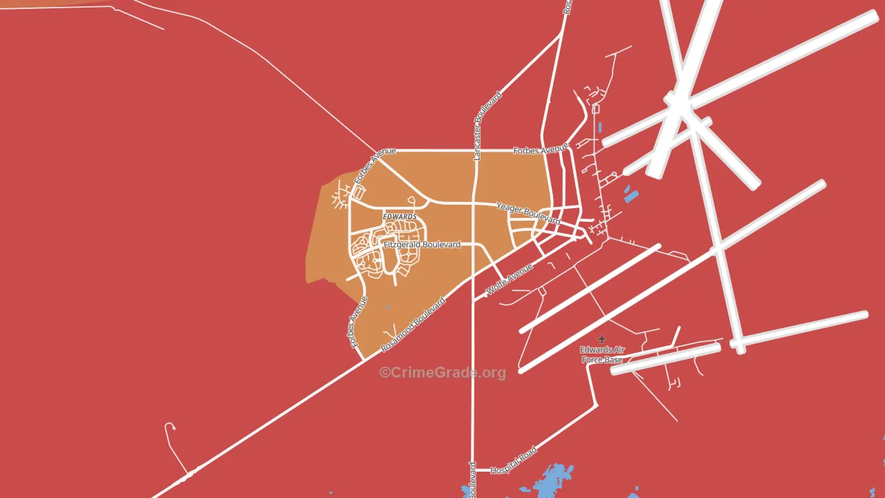 Edwards Air Force Base, CA Map of Vandalism Rates