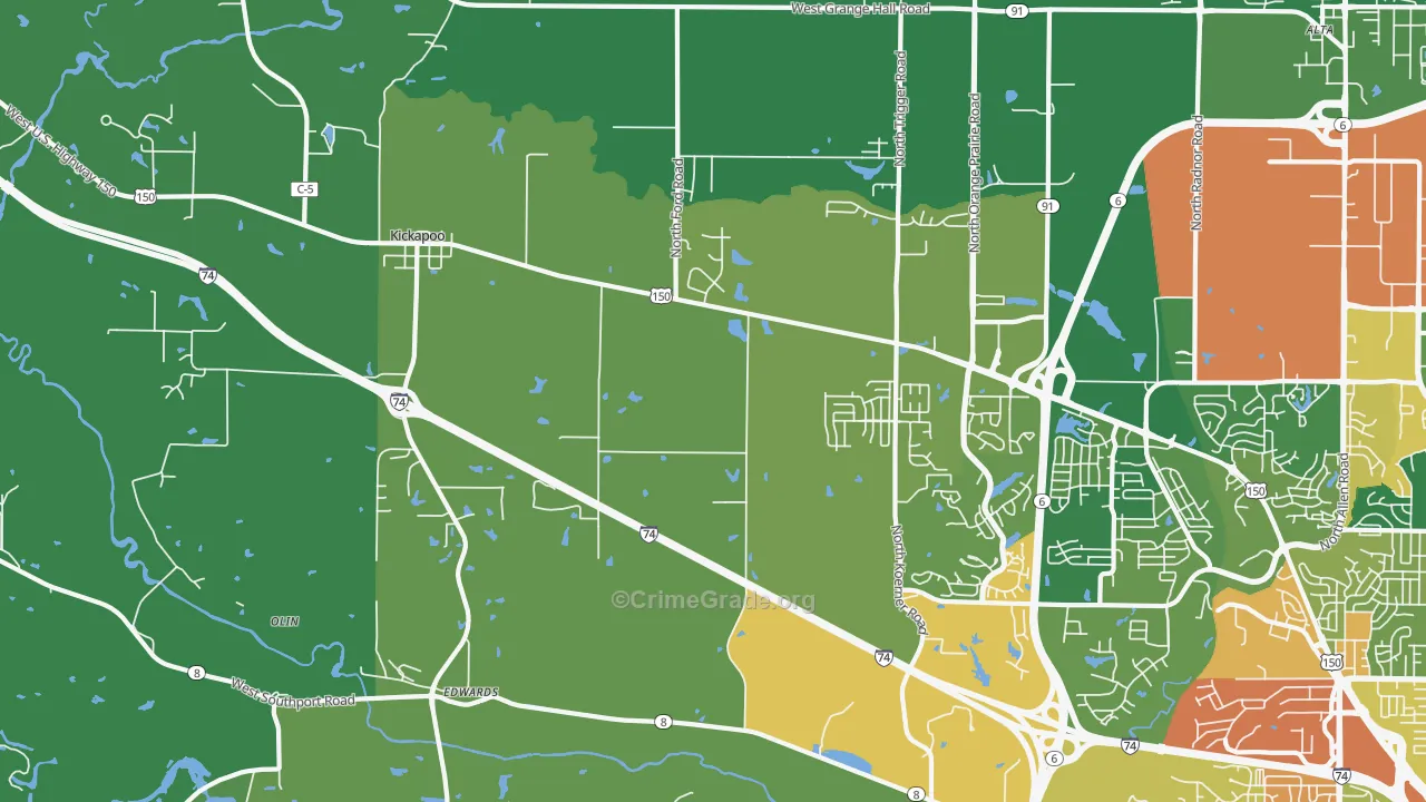 Edwards, IL Map of Vandalism Rates