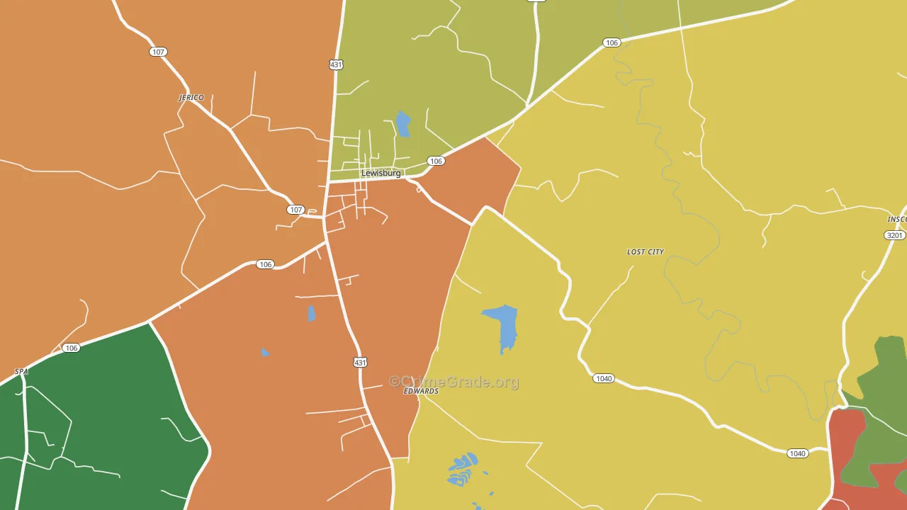 Edwards, KY Map of Vandalism Rates