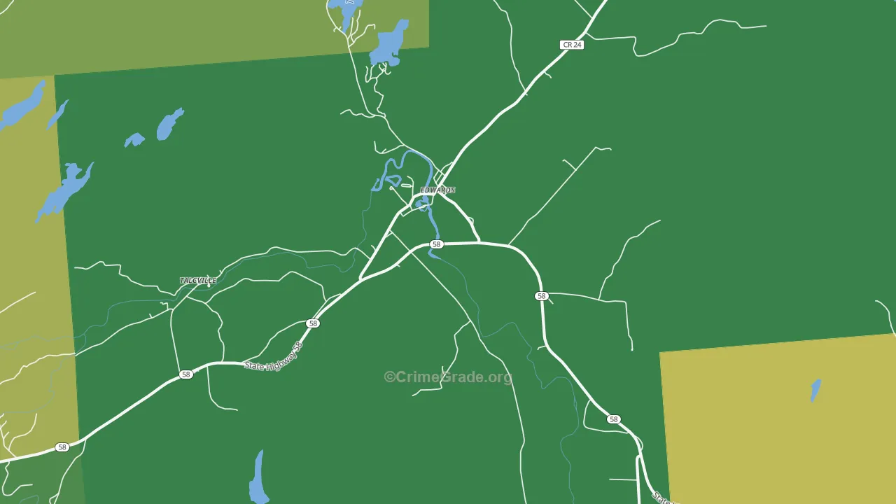 Edwards, NY Map of Vandalism Rates