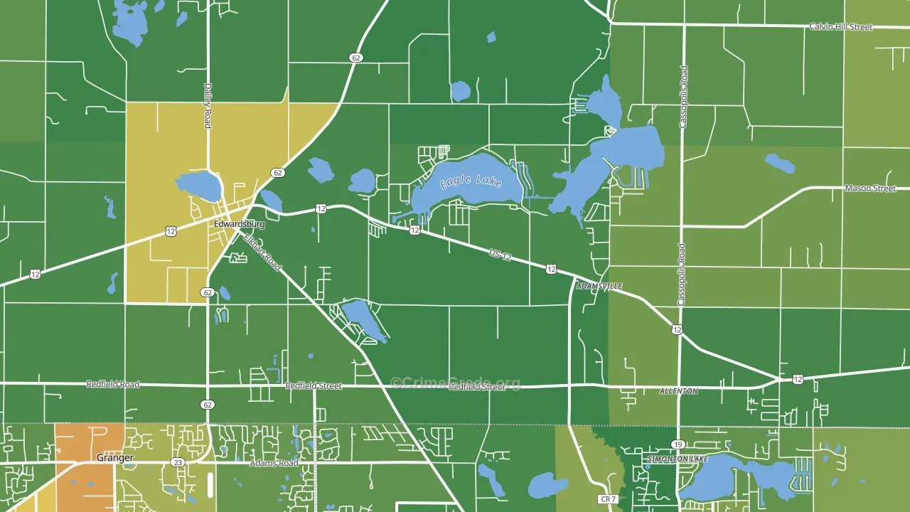 Edwardsburg, MI Map of Vandalism Rates