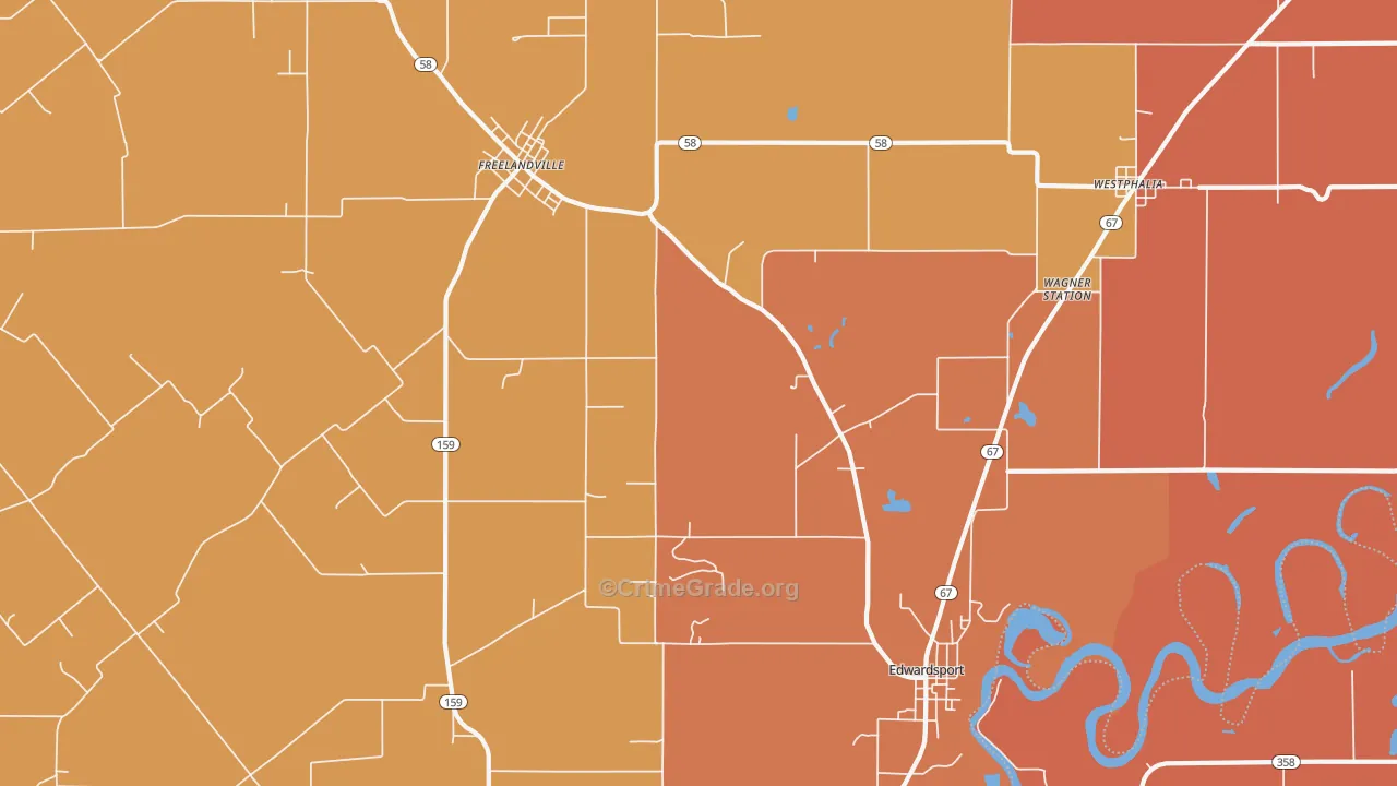 Edwardsport, IN Map of Vandalism Rates