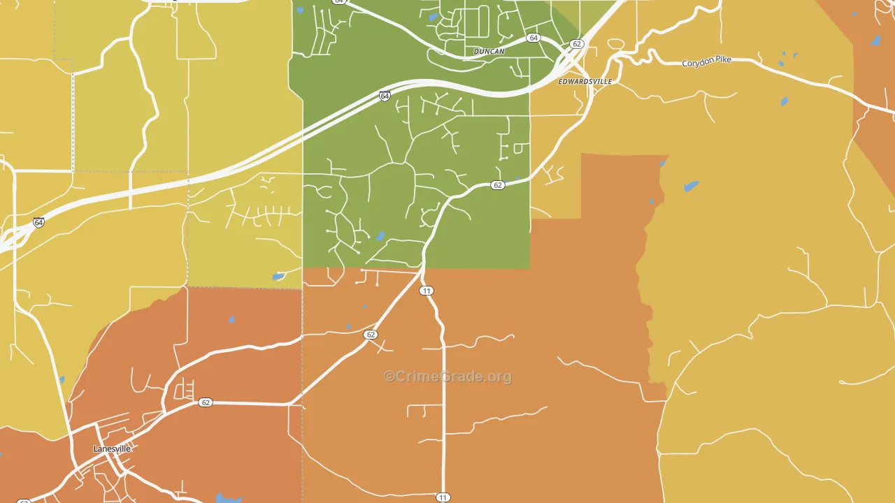 Edwardsville, IN Map of Vandalism Rates