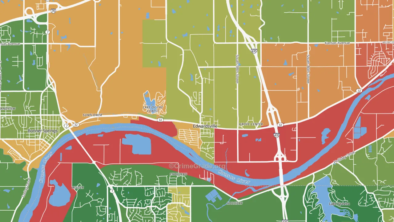 Edwardsville, KS Map of Vandalism Rates