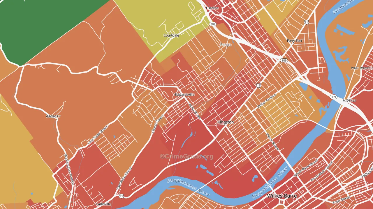 Edwardsville, PA Map of Vandalism Rates