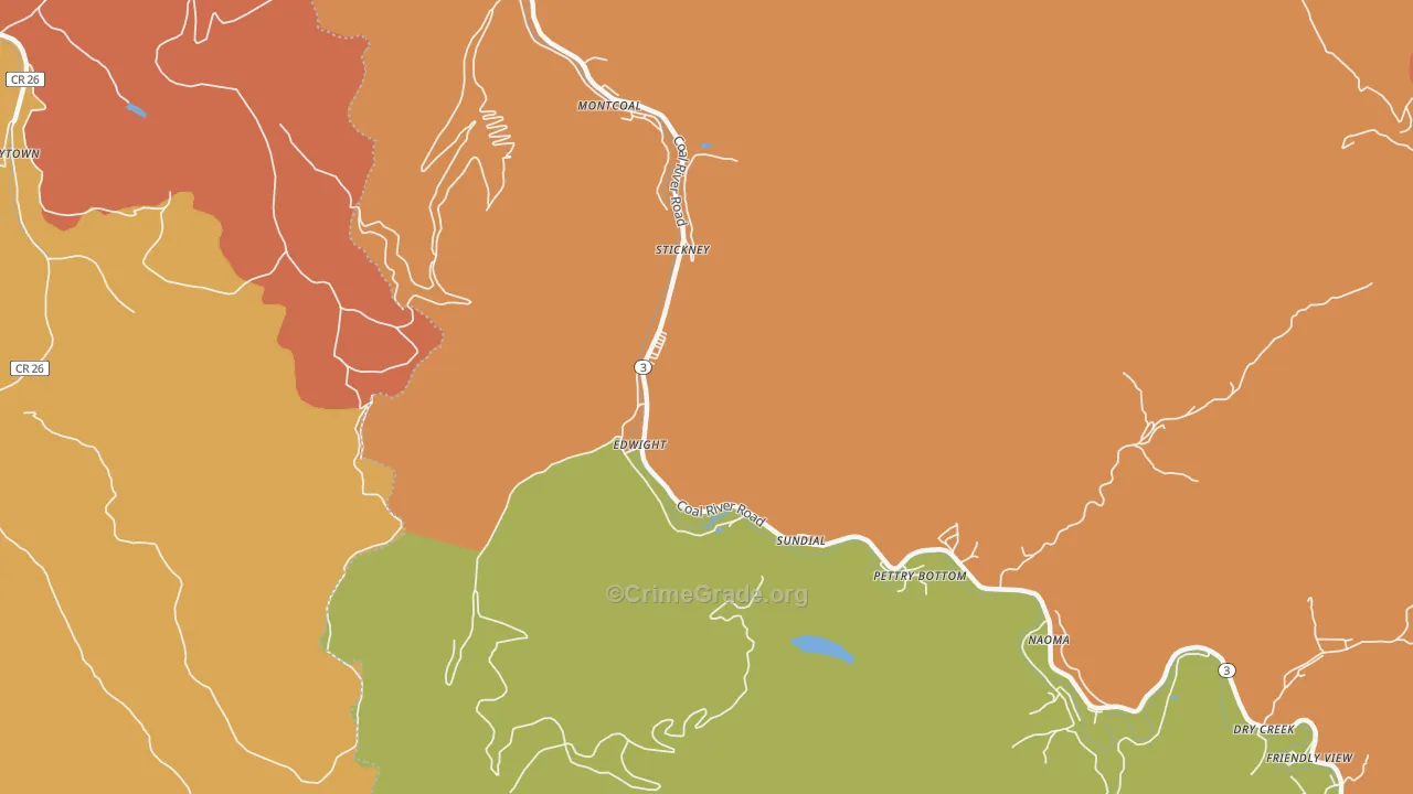 Edwight, WV Map of Vandalism Rates