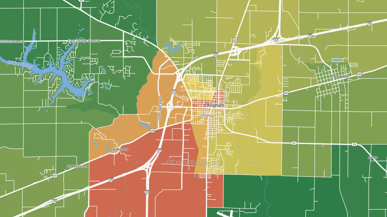Effingham, IL Map of Vandalism Rates