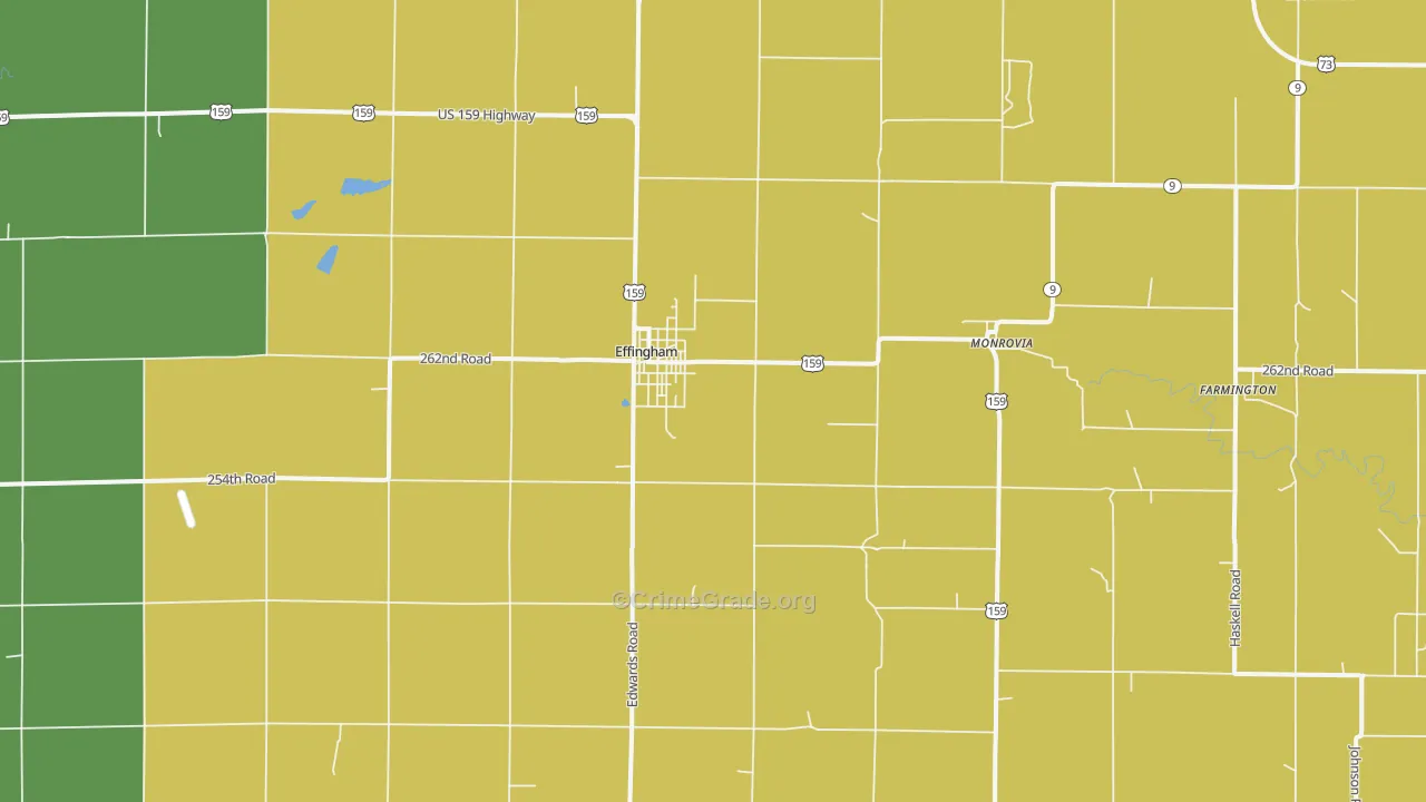 Effingham, KS Map of Vandalism Rates