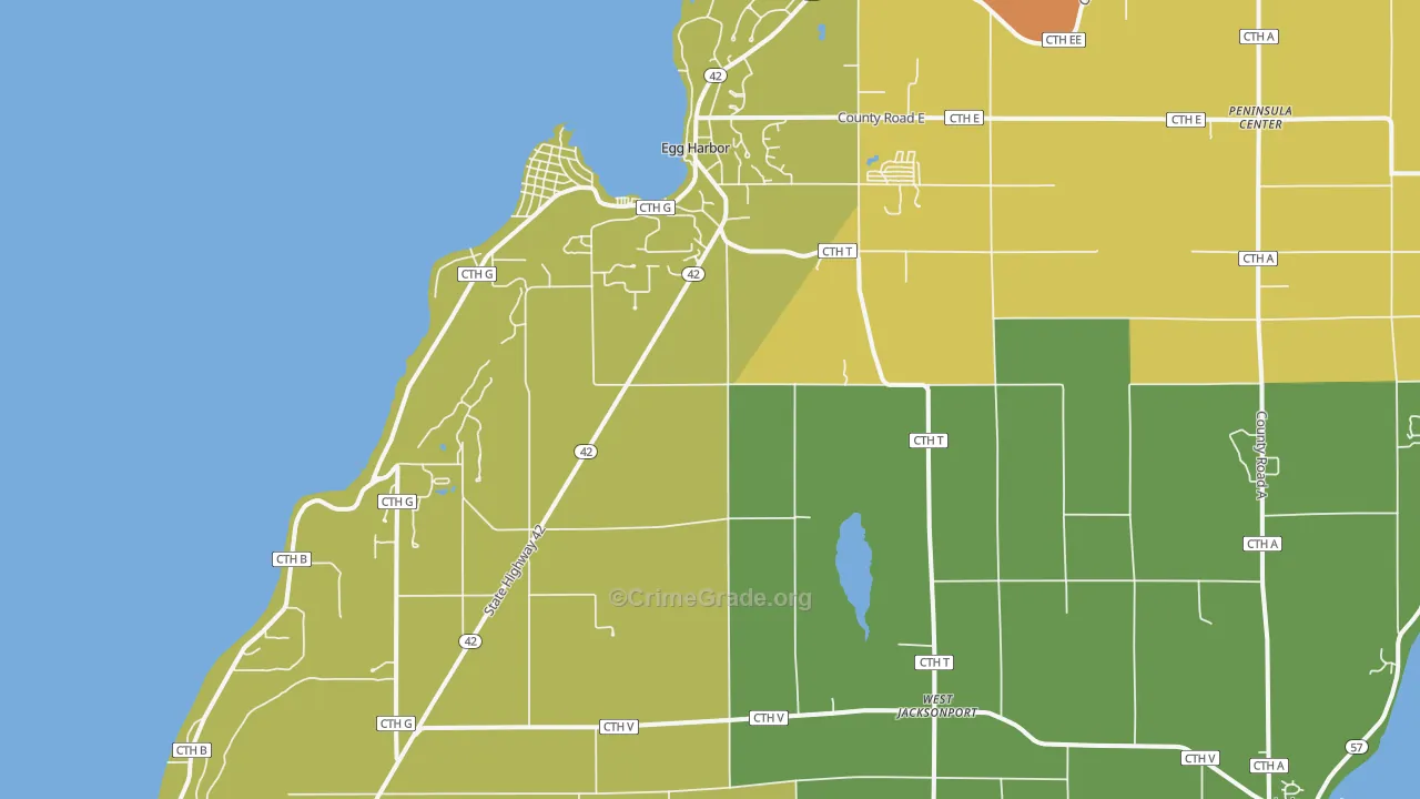 Egg Harbor, WI Map of Vandalism Rates