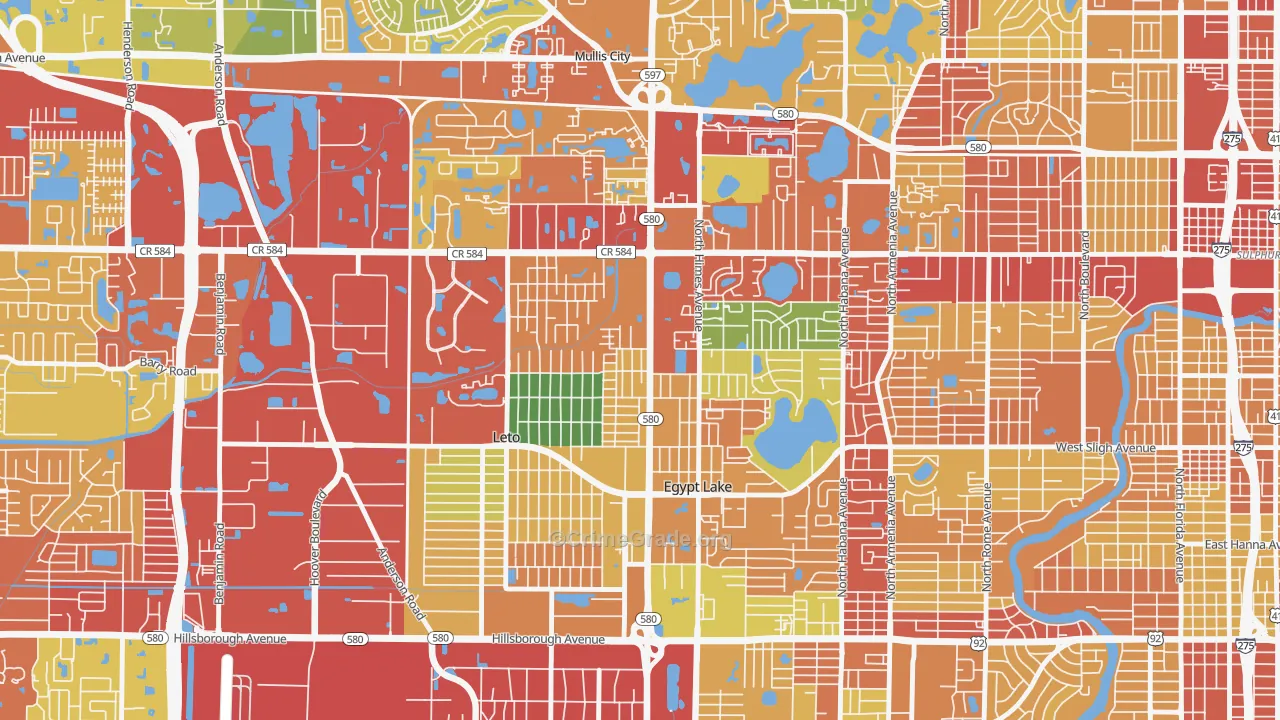 Egypt Lake-Leto, FL Map of Vandalism Rates