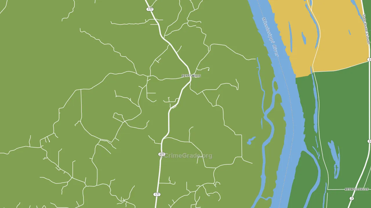 Egypt Mills, MO Map of Vandalism Rates
