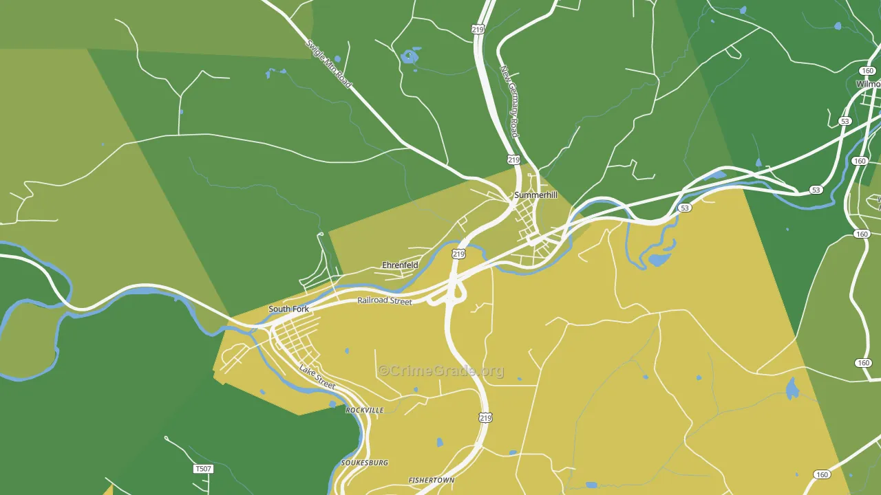 Ehrenfeld, PA Map of Vandalism Rates