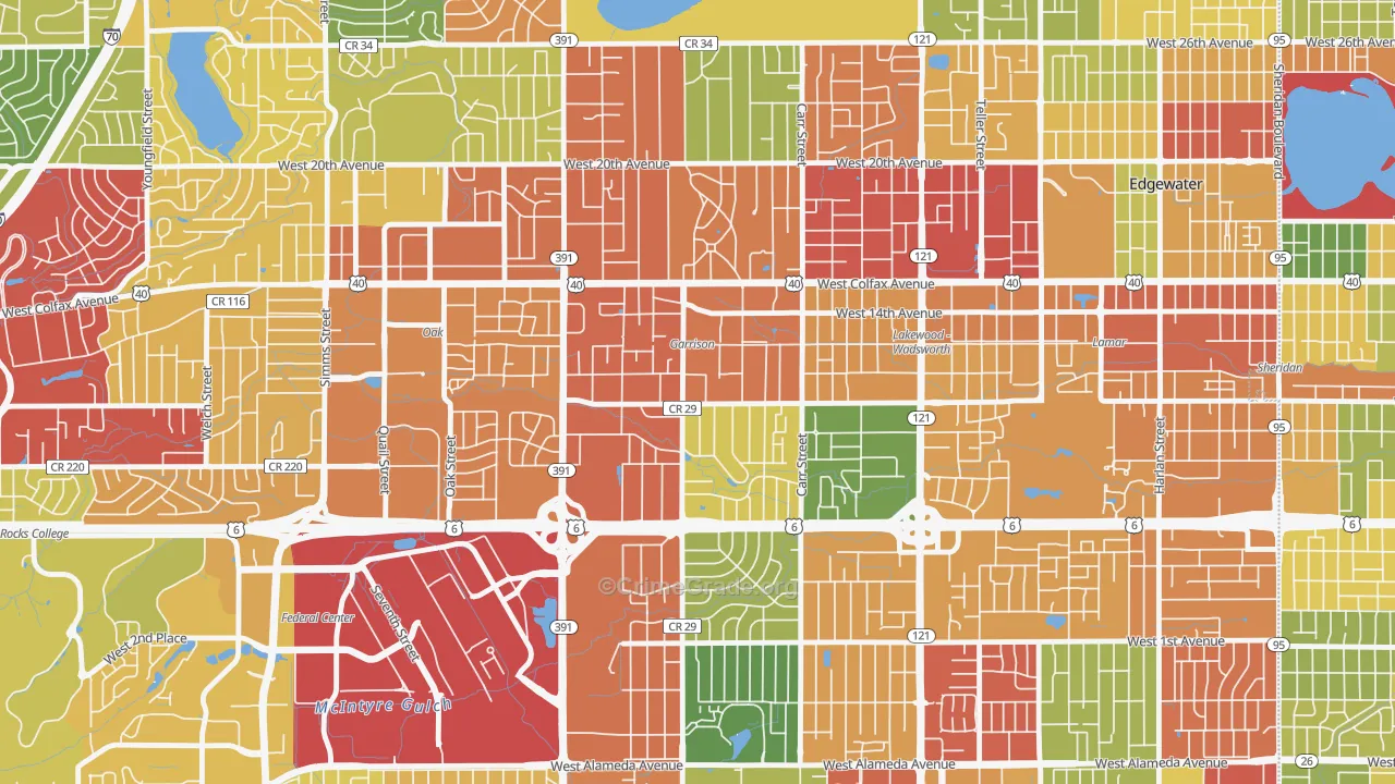 Eiber, Lakewood, CO Map of Vandalism Rates