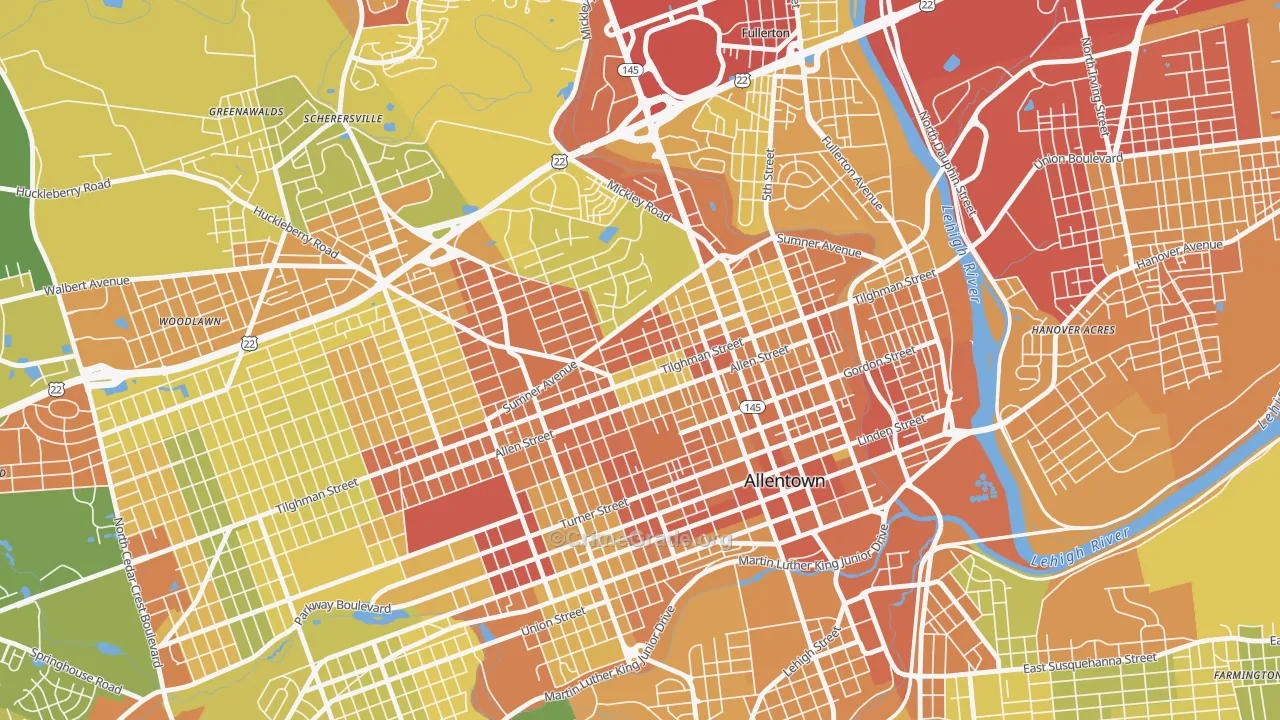 Eighth Ward, Allentown, PA Map of Vandalism Rates