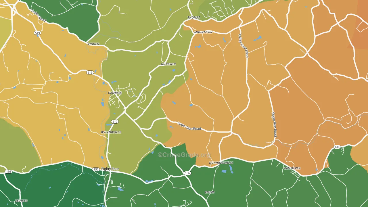 Eighty Four, PA Map of Vandalism Rates