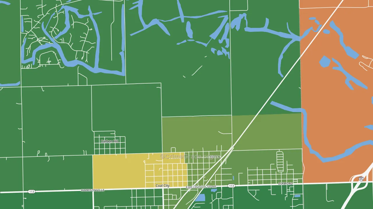 Eileen, IL Map of Vandalism Rates