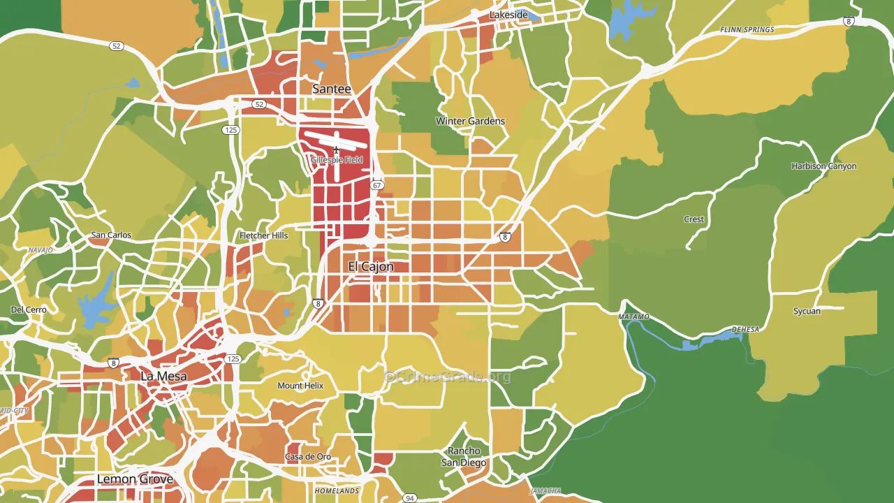 El Cajon, CA Map of Vandalism Rates