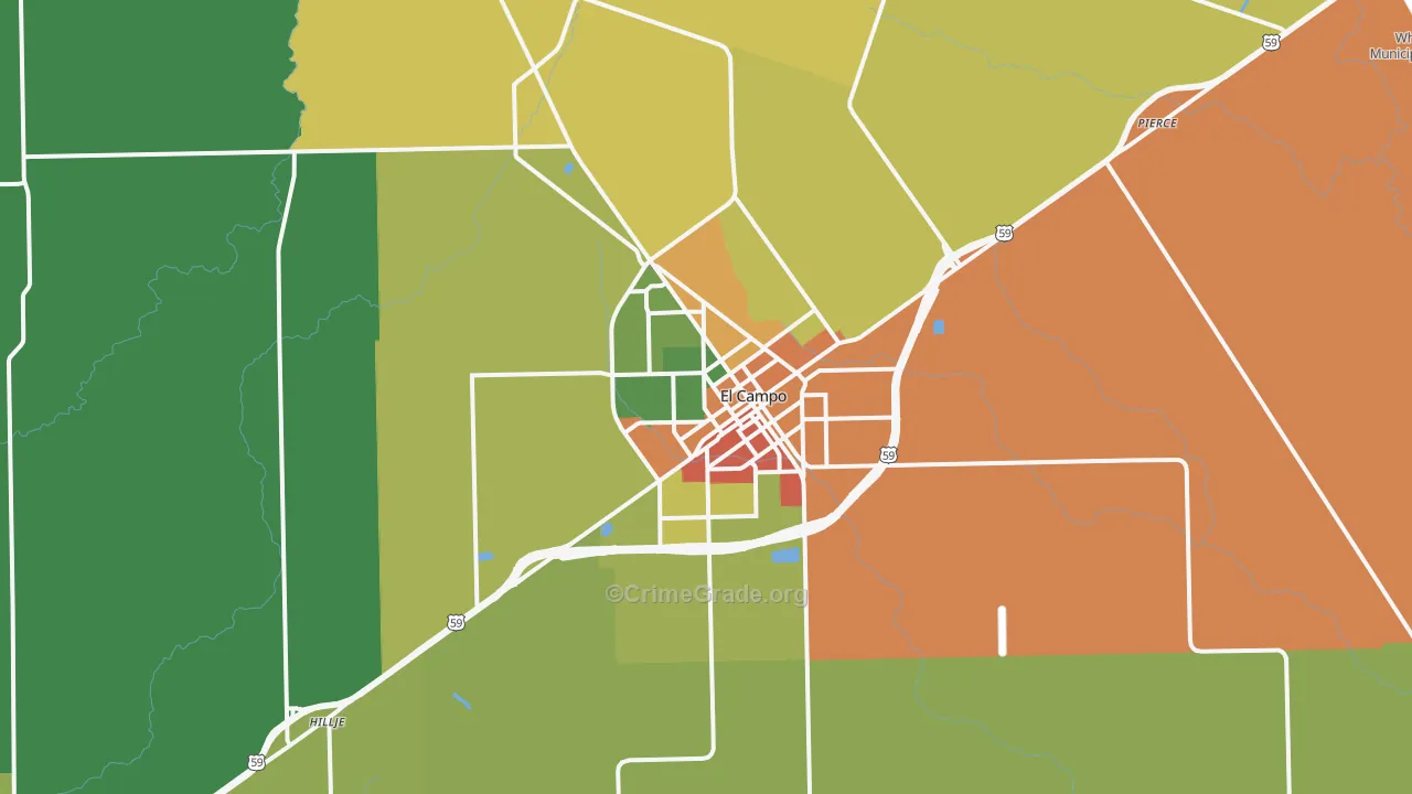 El Campo, TX Map of Vandalism Rates