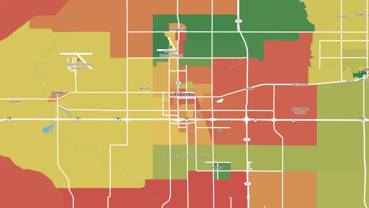 El Centro, CA Map of Vandalism Rates