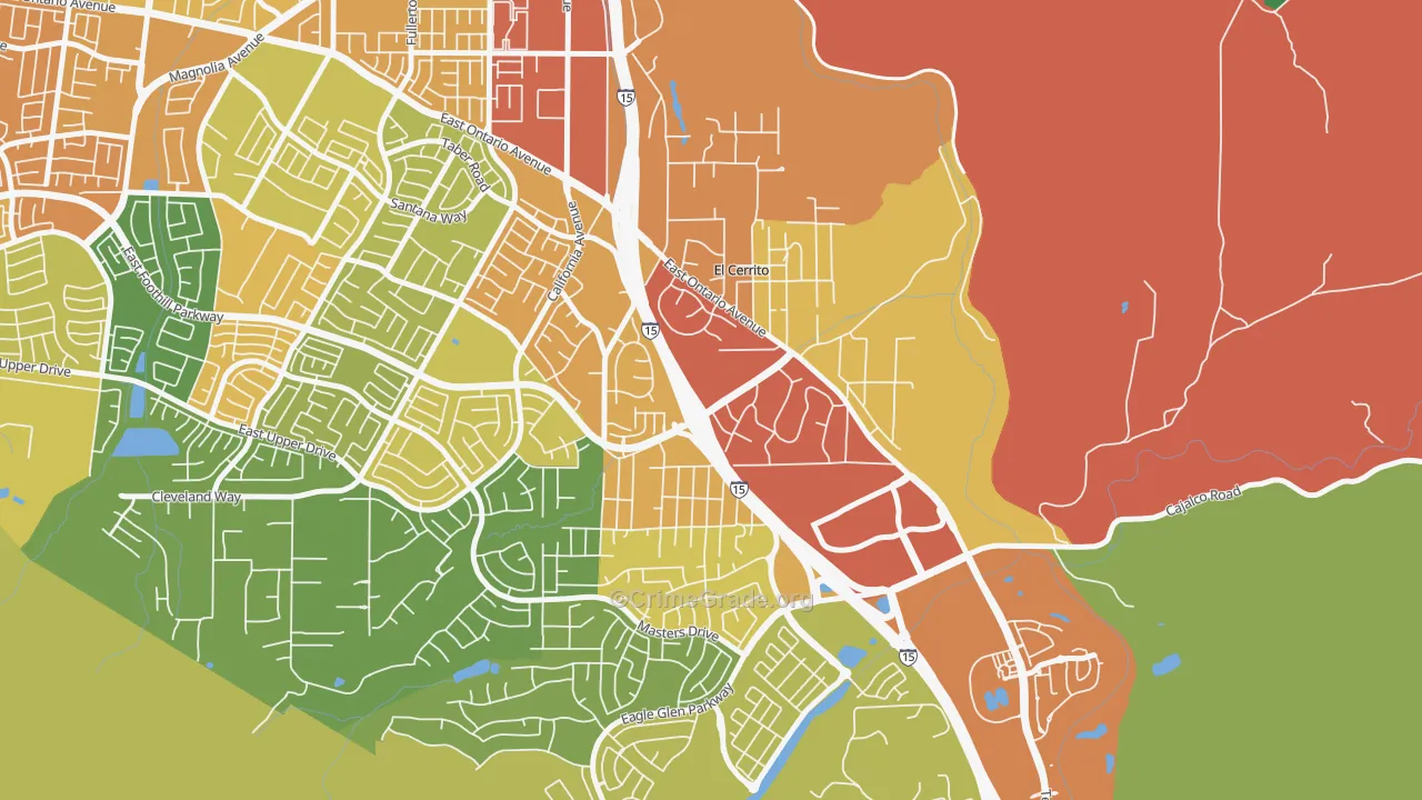 El Cerrito, Corona, CA Map of Vandalism Rates