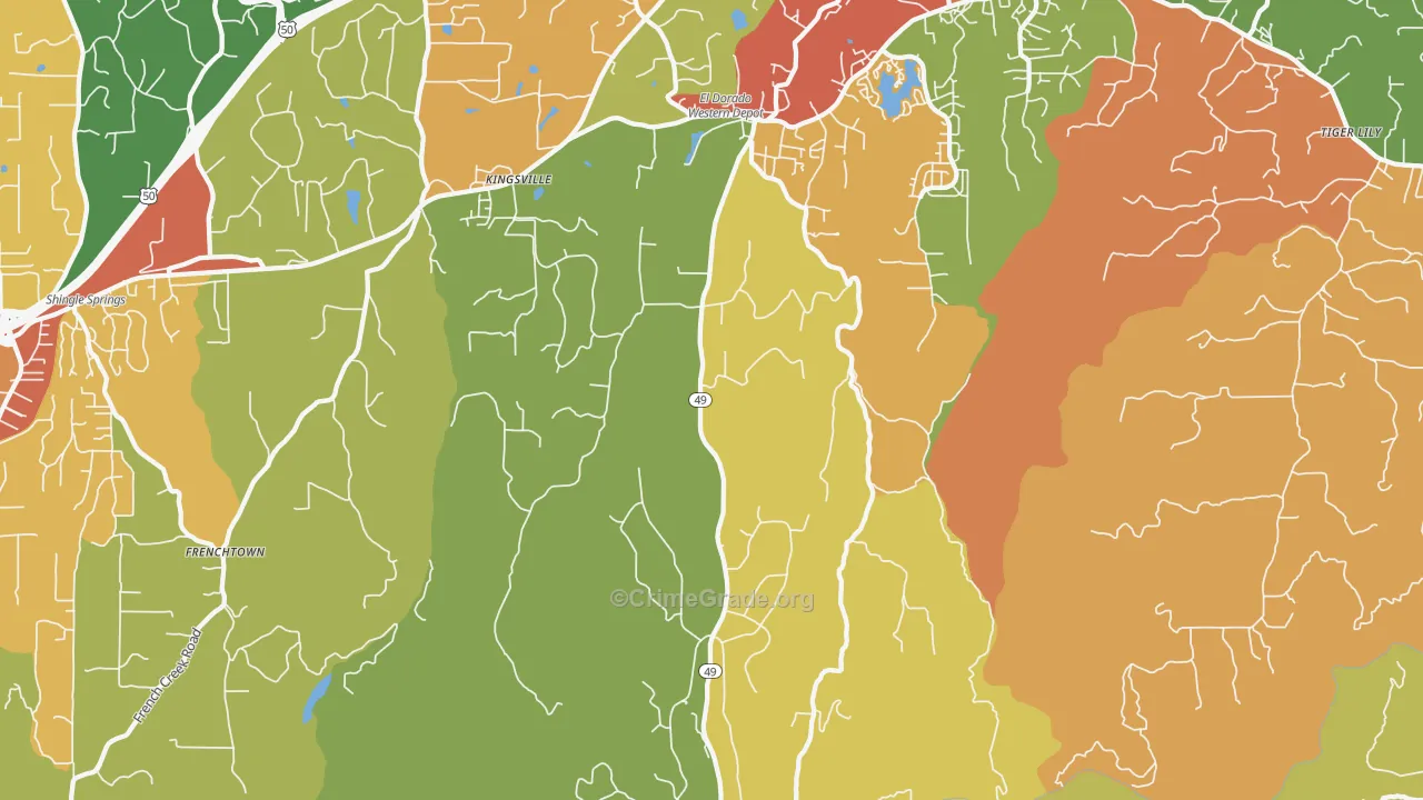 El Dorado, CA Map of Vandalism Rates