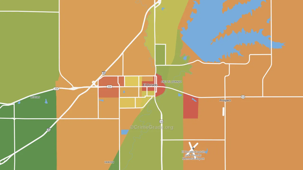 El Dorado, KS Map of Vandalism Rates