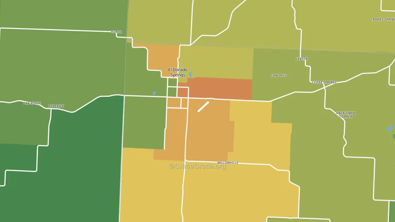 El Dorado Springs, MO Map of Vandalism Rates