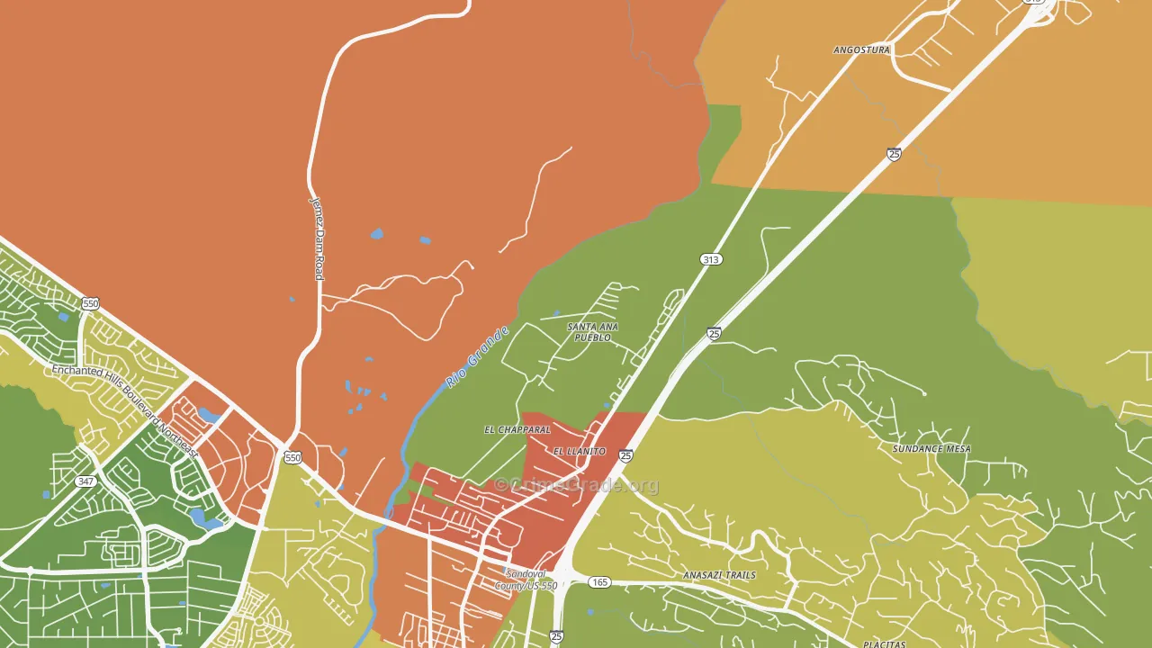 El Llanito, NM Map of Vandalism Rates
