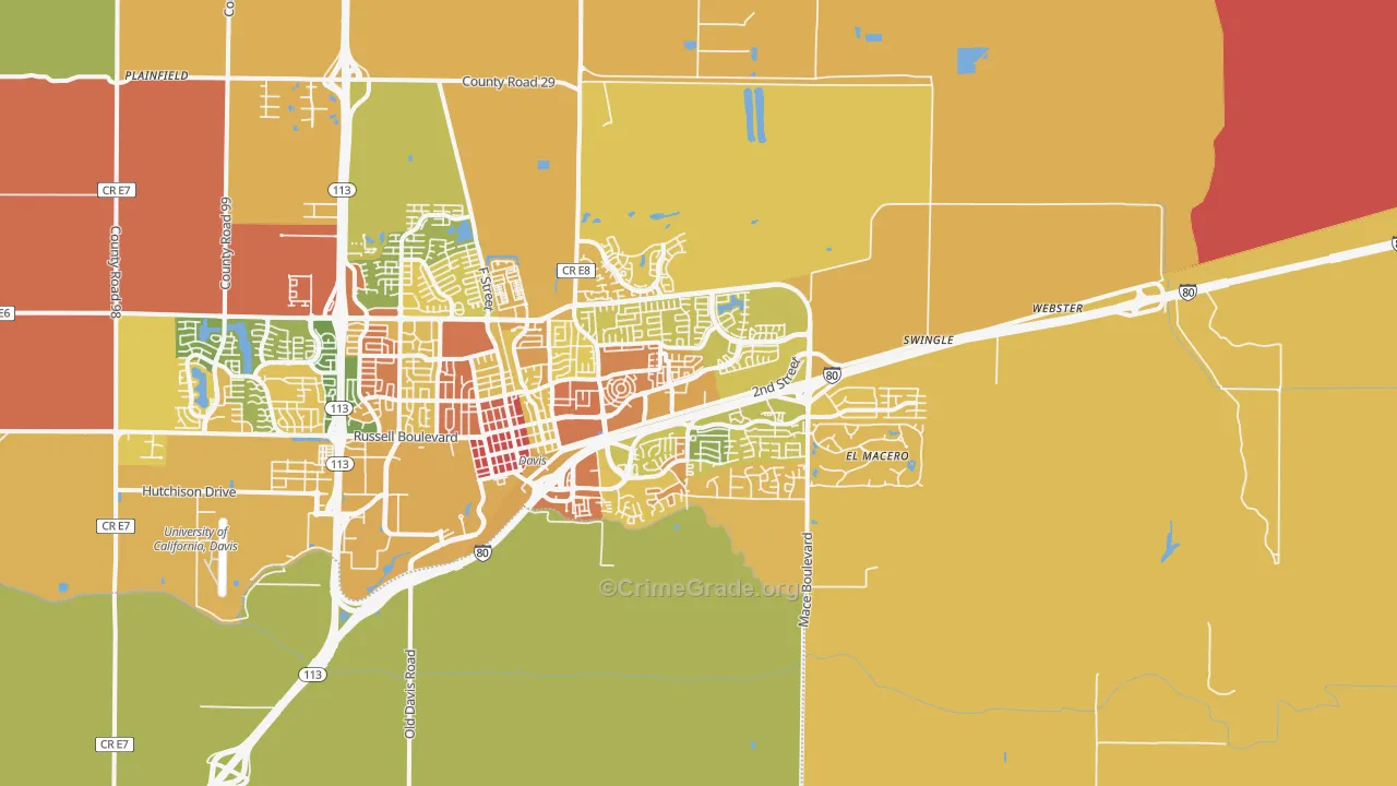 El Macero, CA Map of Vandalism Rates