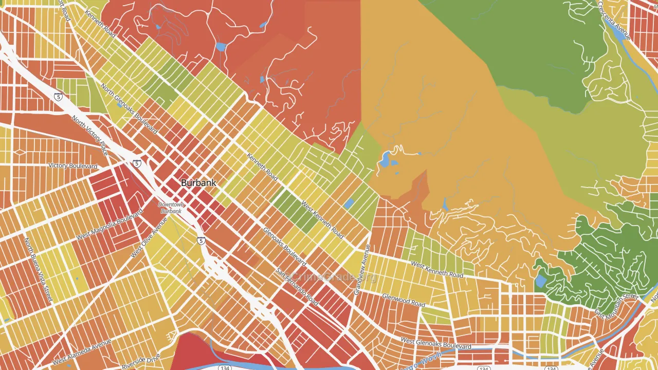 El Miradero, Glendale, CA Map of Vandalism Rates