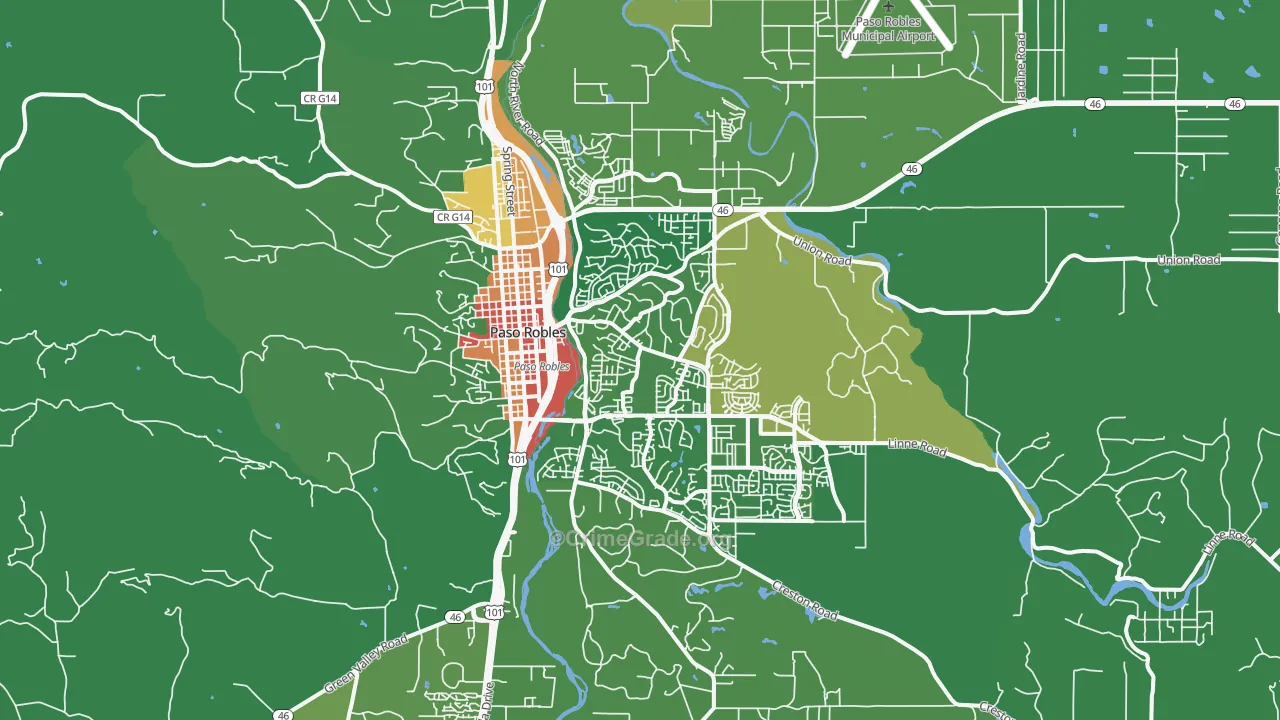 El Paso de Robles, CA Map of Vandalism Rates