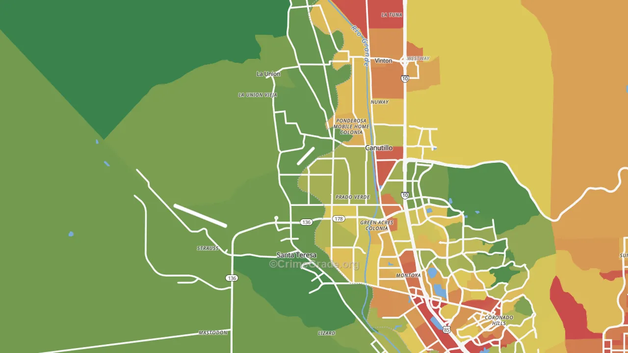 El Paso, NM Map of Vandalism Rates